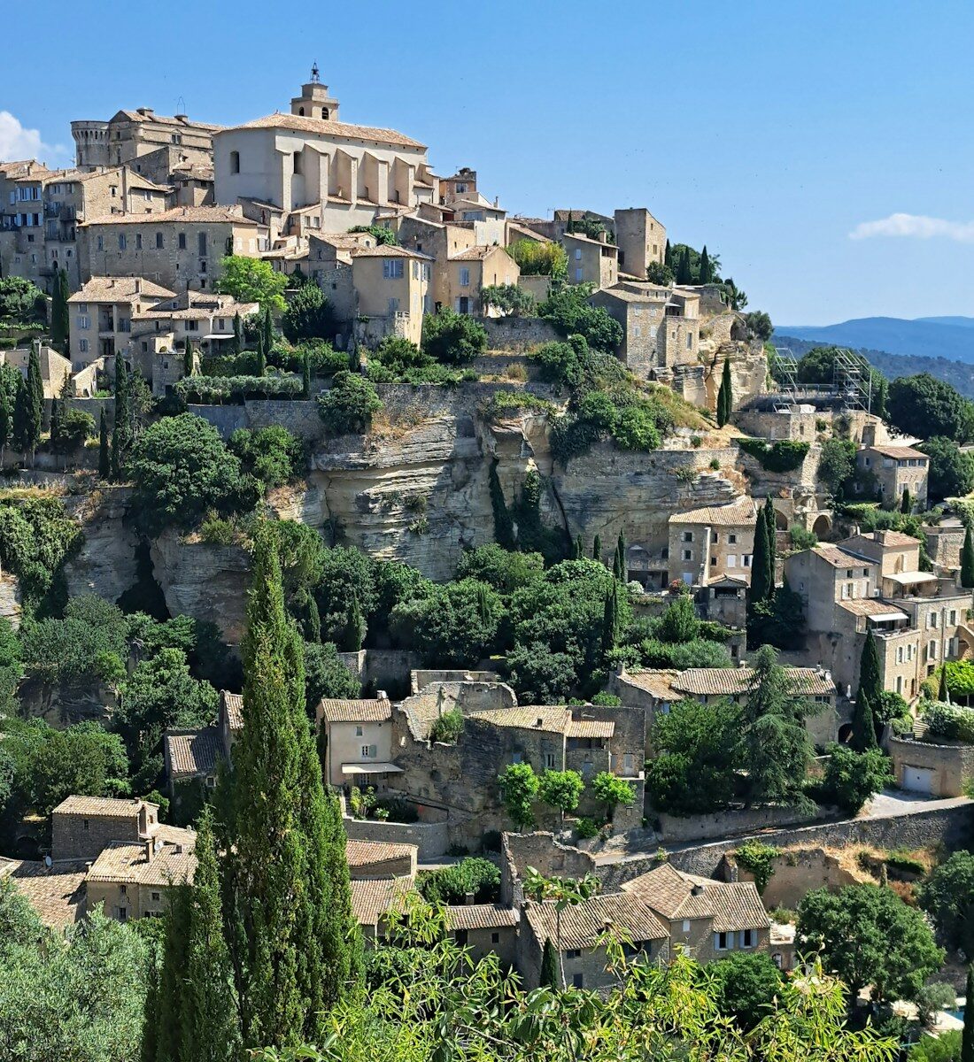 A beautiful european town on a hillside.